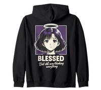 Blessed Overthinking Christian Anime Girl Manga Estética Sudadera con Capucha