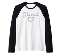 Blessed T-Shirt for Women Cute Heart Graphic Camiseta Manga Raglan