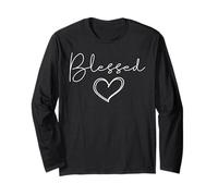 Blessed T-Shirt for Women Cute Heart Graphic Manga Larga