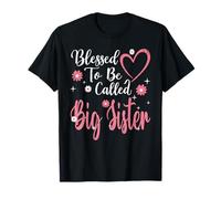Blessed To Be Called Big Sister Flower Heart Mother's Day Camiseta