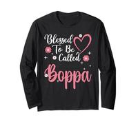 Blessed To Be Called Boppa Flower Heart Cute Mother's Day Manga Larga