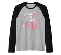 Blessed To Be Called Gigi Flower Heart Cute Mother's Day Camiseta Manga Raglan