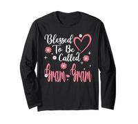 Blessed To Be Called gram-gram Flower Heart Cute Mothers Day Manga Larga