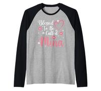 Blessed To Be Called Mina Flower Heart Cute Mother's Day Camiseta Manga Raglan
