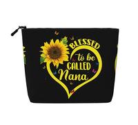 Blessed to Be Called Nana - Bolsa de maquillaje con estampado de girasol, bolsa de aseo de viaje, bolsa de maquillaje de viaje, estuche organizador de maquillaje portátil para mujer, Black, Talla