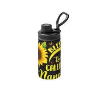 Blessed to Be Called Nana - Botella de agua de acero inoxidable aislada de doble pared con estampado de girasol, 12 onzas, para bebidas frías y calientes