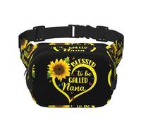Blessed to Be Called Nana - Cangurera para mujer con estampado de girasol y correa ajustable para entrenamiento, correr, senderismo, riñonera cruzada, Black, Talla única