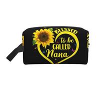 Blessed to Be Called Nana - Neceser de viaje con estampado de girasoles, bolsa de cosméticos de gran capacidad para mujeres y hombres, White, Talla única