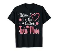 Blessed To Be Called Twin Mom Flower Heart Cute Mother's Day Camiseta
