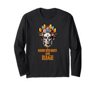 Blessed with Beauty and Rage Sassy Sugar Skull Menopausia mamá Manga Larga