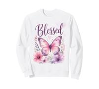 Blessed - Women's Christian Faith Butterfly Watercolor Sudadera