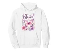 Blessed - Women's Christian Faith Butterfly Watercolor Sudadera con Capucha