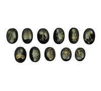 Blessfull Healing 11 piezas de ágata negra Zonar, Halu, Harth, Rana, Gnosa, Kriya, Iava, Shanti, Dumo, serpiente de fuego tibetana, Om grabado Karuna Healing Reiki símbolo conjunto de piedras