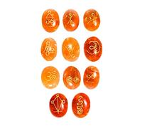 Blessfull Healing 11 piezas de cornalina Zonar, Halu, Harth, Rana, Gnosa, Kriya, Iava, Shanti, Dumo, serpiente de fuego tibetana, Om grabado Karuna Healing Reiki símbolo conjunto de piedras