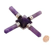 Blessfull Healing 4 puntos Amethyst Reiki Energy Generator Pyramid Stone Regalo espiritual con Rose Desert Selenite