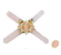 Blessfull Healing 4 puntos de cuarzo rosa USUI pirámide Reiki generador de energía pirámide piedra regalo espiritual con selenita del desierto de rosas