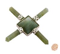 Blessfull Healing 4 puntos Green Aventurine Reiki Energy Generator Pyramid Stone Regalo espiritual con Rose Desert Selenite