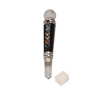 Blessfull Healing 7 Chakra Black Agate Reiki Espiritual Gemstone Equilibrio Feng Shui Crystal Lápiz Varita de bola con cubo de selenita