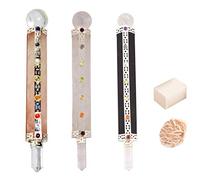 Blessfull Healing 7 Chakra Black Tourmaline, Rose Quartz, Crystal Quartz Wand Reiki Healing Crystal Wands Gemstone Balancing Feng Shui Regalo espiritual Con Rose Desert Selenite/Cube Selenite
