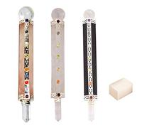 Blessfull Healing 7 Chakra Black Tourmaline, Rose Quartz, Crystal Quartz Wand Reiki Healing Crystal Wands Gemstone Balancing Feng Shui Regalo espiritual Con cubo de selenita