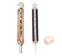 Blessfull Healing 7 Chakra Black Tourmaline, Varita de cuarzo rosa Reiki Healing Varitas de cristal Equilibrio de piedras preciosas Feng Shui Regalo espiritual Con cubo de selenita