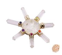 Blessfull Healing 7 Chakra Crystal Piedra cónica Generador de energía Reiki Stone Regalo espiritual con selenita del desierto de rosas
