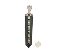 Blessfull Healing 7 Chakra Green Jade Reiki Espiritual Gemstone Equilibrio Feng Shui Crystal Angel Varita con cubo de selenita