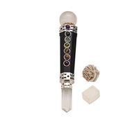 Blessfull Healing 7 Chakra Obsidiana negra Reiki Equilibrio Varitas de cristal Piedras preciosas Feng Shui Crystal Pencil Ball Varita con selenita de Rose Desert | Cubo de selenita