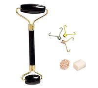 Blessfull Healing Ágata negra Gua Sha SPA Jade Rodillo de masaje Masajeador Ojo Cara Cuello Relajación facial Herramienta para adelgazar Con Rose Desert Selenite/Cube Selenite
