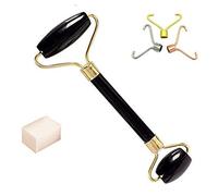 Blessfull Healing Ágata negra Gua Sha SPA Jade Rodillo de masaje Masajeador Ojo Cara Cuello Relajación facial Herramienta para adelgazar Con cubo de selenita