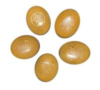 Blessfull Healing Aventurina amarilla 5 elementos Tierra Agua Aire Fuego Éter Espíritu (Akasha) Símbolo Conjunto de piedras Regalo espiritual