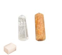 Blessfull Healing Crystal Cuarzo y varita de citrino Obelisco Jumbo Reiki Crystal Gemstone Generador de energía espiritual Decoración de mesa de equilibrio con cubo de selenita
