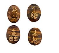 Blessfull Healing Crystal Tiger Eye 4 piezas Grabado Chakra Piedras Palm Stone Reiki Equilibrio
