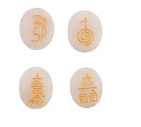 Blessfull Healing Crystal White Moonstone 4 piezas Grabado Chakra Piedras Palm Stone Reiki Equilibrio