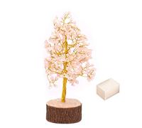 Blessfull Healing de curación Árbol de cuarzo rosa Reiki Meditación de curación Cristal Terapia alternativa curación espiritual Feng Shui Regalo Vastu Decoración de mesa Árbol con cubo de selenita