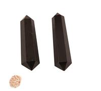 Blessfull Healing Gemstone Black Obsidian Crystal Points Varita doble terminación Reiki Chakra Pulido 6Varita de cuarzo facetada Equilibrio de energía Meditación Decoración del hogar Con rosa desierto