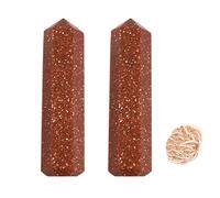 Blessfull Healing Gemstone Brown Sun Sitara Puntos de un solo cristal Reiki Chakra Pulido 6 Varita de cuarzo facetado Equilibrio de energía Meditación Hogar con Rose Desert
