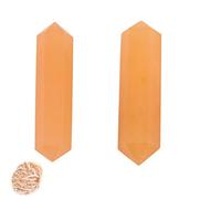 Blessfull Healing Gemstone Calcita amarilla Puntas de cristal doble terminación Reiki Chakra Pulido Varita de cuarzo facetada 6 Equilibrio energético Meditación Decoración del hogar Con rosa desierto