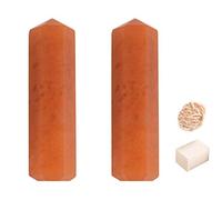 Blessfull Healing Gemstone Cornalina Puntos de un solo cristal Reiki Chakra Varita de energía de cuarzo pulido de 6 facetas con Selenita de Rose Desert/Selenita de cubo