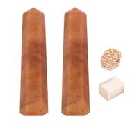 Blessfull Healing Gemstone Cornalina Puntos de un solo cristal Reiki Chakra Varita de energía de cuarzo pulido de 6 facetas con Selenita de Rose Desert/Selenita de cubo