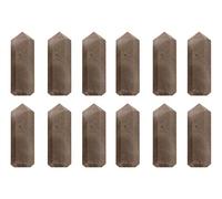 Blessfull Healing Gemstone Grey Aventurine Reiki Chakra Pulido Varita de cuarzo de 6 facetas Meditación de equilibrio de energía Inicio Puntos de cristal único Juego de 12 piezas