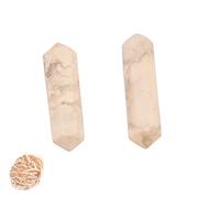 Blessfull Healing Gemstone Howlite Crystal Points Wand Varita doble terminación Reiki Chakra Pulido 6 Varita de cuarzo facetada Equilibrio energético Meditación Decoración del hogar Con rosa desierto