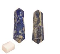 Blessfull Healing Gemstone Lapis Lazuli Crystal Points Wand doble terminación Reiki Chakra Pulido 6 Varita de cuarzo facetada Equilibrio energético Meditación Decoración del hogar Con cubo de selenita