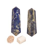 Blessfull Healing Gemstone Lapis Lazuli Crystal Points Wand Varita de doble terminación Reiki Chakra Pulido 6 Varita de cuarzo facetada Equilibrio energético Meditación Con Rose Desert/Clen Selenite
