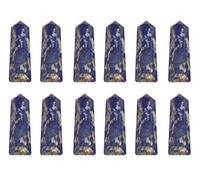 Blessfull Healing Gemstone Lapis Lazuli Reiki Chakra Pulido 6 Varita de cuarzo facetado Equilibrio de energía Meditación Decoración del hogar Puntos de cristal único Juego de 12 piezas