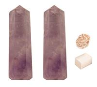 Blessfull Healing Gemstone Light Amethyst Single Crystal Points Reiki Chakra Pulido 6 Faceted Quartz Energy Wand con Rose Desert Selenite/Cube Selenite