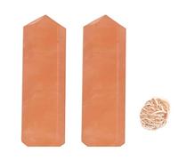 Blessfull Healing Gemstone Naranja Aventurina Puntos de cristal único Reiki Chakra Pulido 6 Varita de cuarzo facetado Equilibrio de energía Meditación Decoración del hogar con Rose Desert