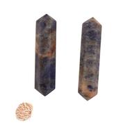 Blessfull Healing Gemstone Sodalita Crystal Points Wand Varita doble terminación Reiki Chakra Pulido 6 Varita de cuarzo facetada Equilibrio energético Meditación Decoración del hogar Con rosa desierto