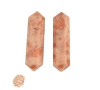 Blessfull Healing Gemstone Sunstone Crystal Points Varita de doble terminación Reiki Chakra Pulido Varita de cuarzo facetada 6 Equilibrio energético Meditación Decoración del hogar Con rosa desierto