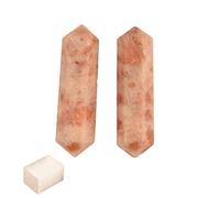 Blessfull Healing Gemstone Sunstone Crystal Points Varita doble terminación Reiki Chakra Pulido Varita de cuarzo facetada 6 Equilibrio energético Meditación Decoración del hogar Con cubo de selenita